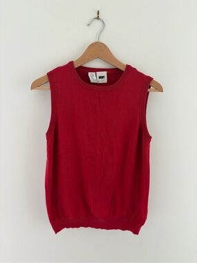 DKNY Red Silk Sleeveless Knit Tank, MD/LG